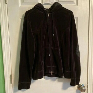 Women’s 2X velvet zip-up hoodie jacket with quilted interior and elbow pads